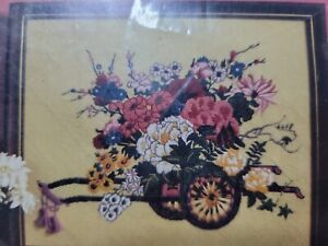 Vintage Candamar Designs CANTON FLOWER CART Needlepoint Kit Asian Asia Floral