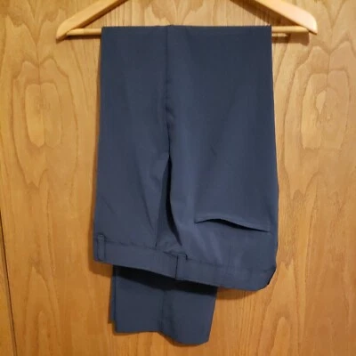 男式 Jack Nicklaus 海军蓝平底涤纶弹力高尔夫裤 34W x 30L — 第 1/4 张图片