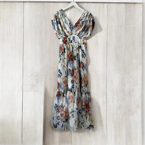 Express Women Floral Maxi Dress Sz XS Pleated Bodice Empire Waist Feminine Fairy - Picture 1 of 10