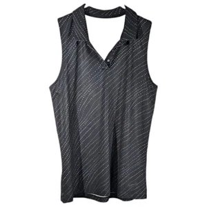 Nike Golf Shirt Womens Small Black Sleeveless Polo Tennis Tank Top Polka Dot - Picture 1 of 8