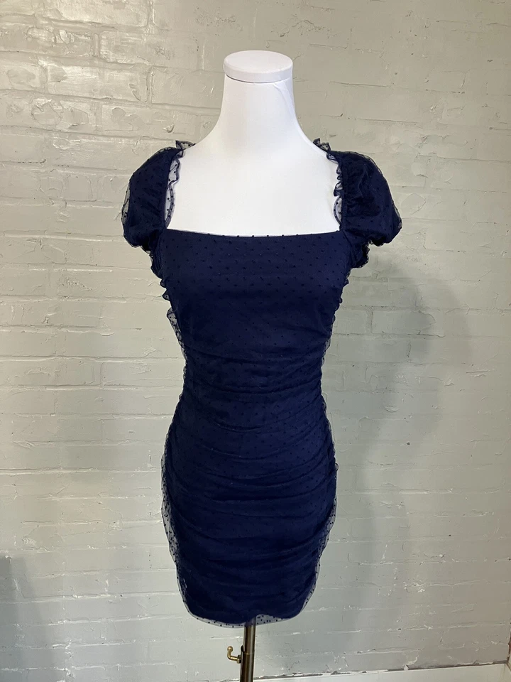 Mini Vestido Windsor Flirty Allure Malla a Lunares Azul Marino 05102-5296 (b122) Foto 1 de 4