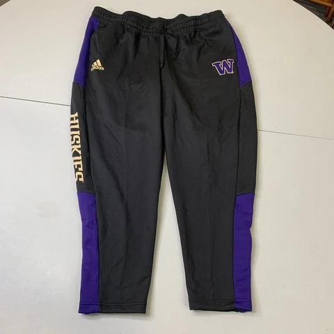New Adidas University Of Washington Huskies Sweatpants Team Issue Black 2XL NCAA Cover