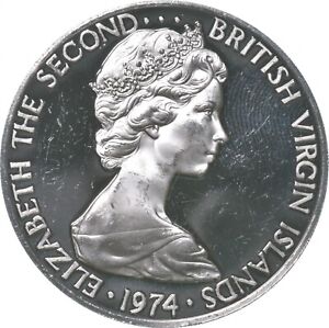 SILVER WORLD COIN 1974 British Virgin Islands 1 Dollar World Silver Coin *547