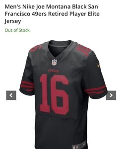Joe Montana Nike Elite Blackout 49ers Jersey. Medium. New Without Tags