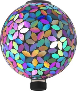 Alpine Corporation Garden Decor 17"x10" Solar Powered Glass Mosaic Gazing Globe - Picture 1 of 10
