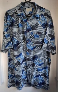 Vintage Mauro Lesandro Blue Cool Summer Hawaiian Shirt 46"-117cm M (94RL) - Picture 1 of 3