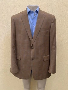HART SCHAFFNER MARX Monogram Men’s Size 44L Windowpane Plaid Blazer - Picture 1 of 12