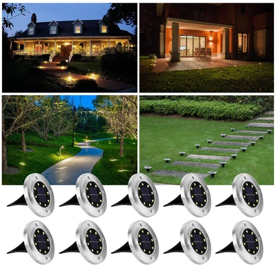 10× Solarlampe Bodenstrahler Garten Leuchte Bodeneinbauleuchte Außenleuchte 8LED - Bild 1 von 4