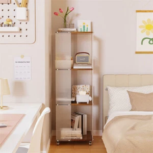 Rotating Bookshelf with Brake Wheels 360°Display 4 Tier Floor Spinning-Bookshelf - Picture 1 of 18