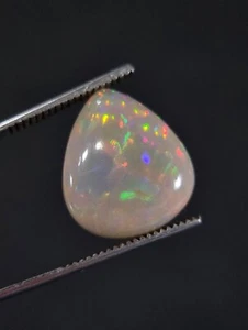 Opal Gemstone White Natural Loose Pear Cabochon Untreated From Ethiopia - Picture 1 of 6