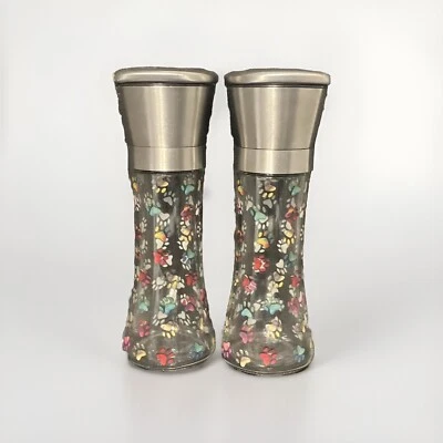 Juego de Molinillo de Sal y Pimienta Estampado de Patas Diseño Vidrio, Inoxidable y Plástico (T) Foto 1 de 2