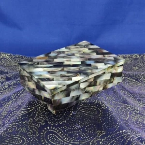 6" x 4" Marble Jewelry Ring Box semi precious stones Random Art Work Decor - Picture 1 of 4