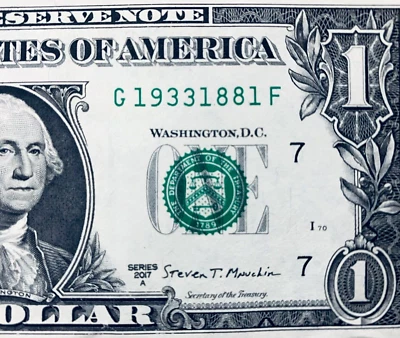 1933 - 1881 Dual Year Birth Tombstone One Dollar Bill Fancy Serial Number - Image 1 of 3