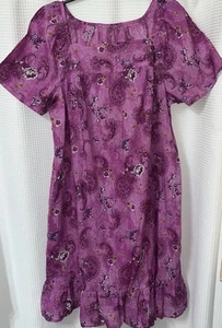 House Dress Mumu Kaftan Gown Womens Large Cotton Comfort Ruffle Lounge Purple - Picture 1 of 14