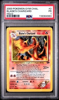 2000 POKEMON GYM 挑战 HOLO #2 BLAINE'S CHARIZARD PSA 1 — 第 1/2 张图片