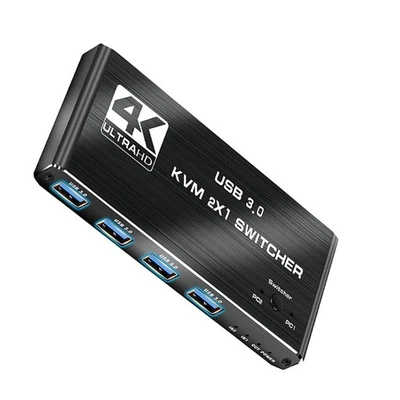 4K 60Hz HDMI KVM Switch Dual Monitor USBx4  HDMI KVM Switch 2 in 1 out - Image 1 of 4