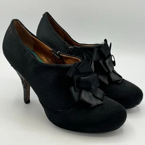 Botines Poetic License London negros satinados con diseño de lazo tacones brillantes EE. UU. 8,5   - Imagen 1 de 10