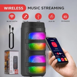 TWS Mini Tragbar Dual 4" Bluetooth Wireless Lautsprecher Subwoofer Bass LED Licht - Bild 1 von 12