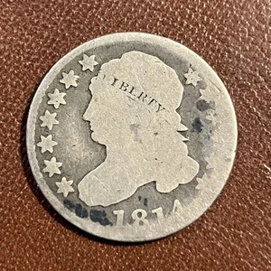 Moneda de diez centavos busto con tapa de plata de 1814. Moneda tipo mejor fecha. - Imagen 1 de 2