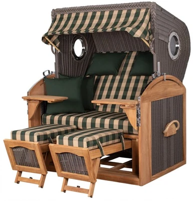 Strandkorb-Set Borkum XL Teak - PE grau - Modell 506 - Liftersystem - Bild 1 von 4