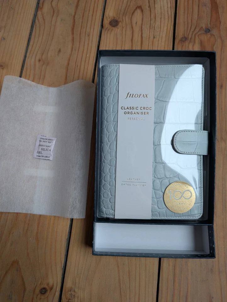 Filofax Classic Croc Personal Organiser Silver Mist Echtleder - Bild 1 von 1