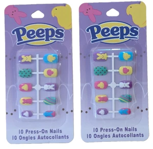 Peeps Press on Nails Bunnies Chicks 2 paquetes 10 uñas ea para mayores de 8 años - Imagen 1 de 3