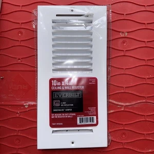 Everbilt 10 in. X 4 pulgadas. Registro de pared/techo de acero bidireccional en ventilación de climatización blanca - Imagen 1 de 2