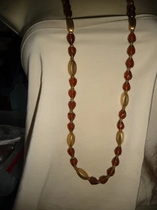 braune facettierte & goldfarbene Perlen 19" L HALSKETTE #30/27 - Bild 1 von 6