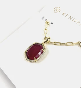 Nuevo Collar Colgante KENDRA SCOTT Daphne Marco Pavé Chapado en Oro Berry Mica - Imagen 1 de 5