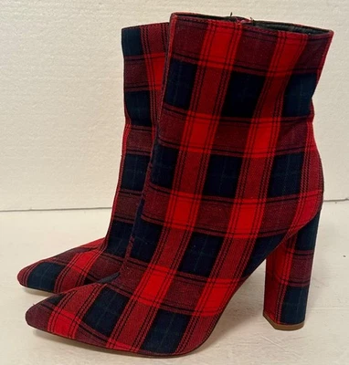 Botines de tacón a cuadros Liliana rojo, azul y verde de colección - talla 10 - despistado Cher Foto 1 de 4