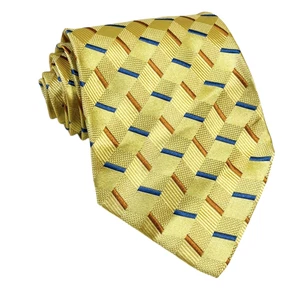 Ermenegildo Zegna Krawatte 100 % Seide gelb/gold geometrisch italienischer Luxus - Bild 1 von 6