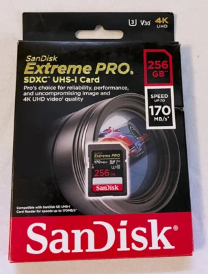 SanDisk Extreme Pro 256GB SD Class 10 SDXC Memory Card - SDSDXXY-256G-GN4IN - Image 1 of 2