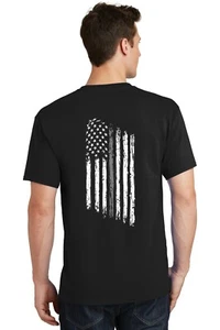 Tattered American Flag Thin Silver Line Corrections Officer Kurzarmhemd - Bild 1 von 7