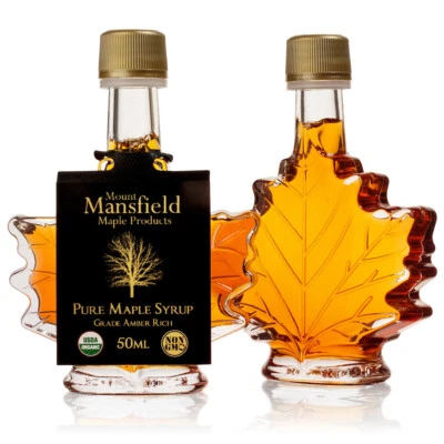 Mansfield Maple 50ml Glass Leaf Organic Vermont Maple Syrup Wedding Favors - Image 1 of 4