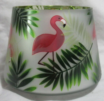 Tarro de velas Yankee sombra tropical PARADISE FLAMENCO esmerilado vibrante palmeras verdes Foto 1 de 4