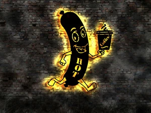 Schild BOWO Bockwurst Bratwurst Bowu Wurst Kaffee Schnellimbiss Gastrobedarf - Bild 1 von 1