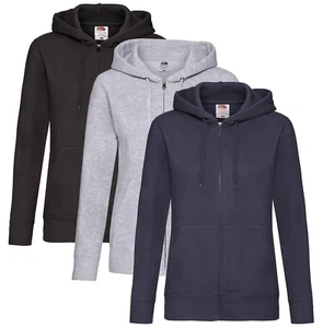Fruit of the Loom Ladies Womens Full Zip Hooded Sweatshirt Jacket Hoodie - Picture 1 of 7