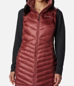NWT $140 WOMENS Columbia Joy Peak OMNI HEAT INFINITY GOLD LONG VEST XL Beetroot - Picture 1 of 6