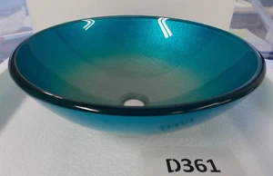 Darkening Blue Foil Round Glass Vessel Sink (D361) - Picture 1 of 4