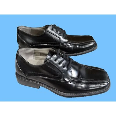 Kids Stacy Adams Boys Vegan Leather Black Lace Up Dress Sunday Shoes Size 12.5 - Image 1 of 4