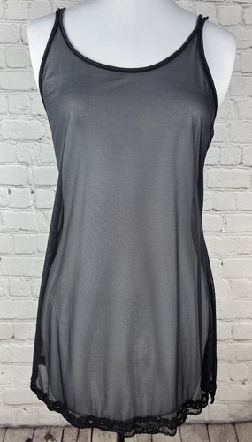 UNDERCOVER Camicia vintage Victoria's Secret Y2K nera slip trasparente sexy fessura laterale notturna