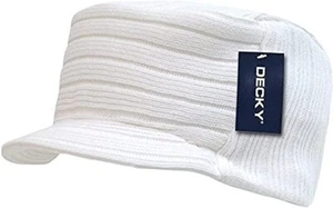 DECKY Flat Top HybriCap - Men’s Knit Cap Hat - Flat Top - White - One Size - Picture 1 of 1