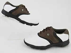 FootJoy Junior Saddle Golf Shoes White-Dark Brown Youth Sz 4M - Picture 1 of 9