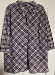 Vintage Carolina Colours Women's Cotton Shirt Size 28 Blue Plaid Zip R3-O8 - Picture 1 of 7