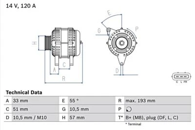 Alternador BOSCH para HYUNDAI Accent IV I20 I30 KIA Ceed Sw 06-19 0986083830 Foto 1 de 2
