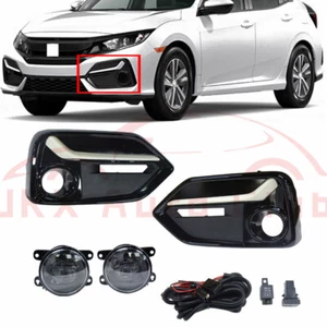 Front Bumper Fog Light Lamp Cover Bezel Kit Fit For 2017 Honda Civic Hatchback e - Picture 1 of 8
