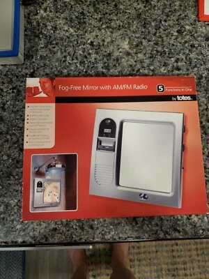 Винтажный Сумки противотуманный бесплатный зеркало с AM/FM радио душа новый в коробке - Изображение 1 из 4