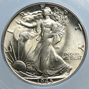1945P UNITED STATES US Silver WALKING LIBERTY Half Dollar Coin EAGLE ICG i113454