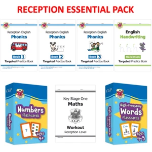 Ages 4-5 Reception Essentials Workbook Bundle Maths Phonics and Handwriting CGP - Picture 1 of 8