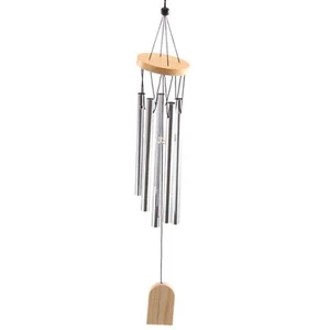 58 cm klassisches Holz Glockenspiel mit Metallrohren Klatsche hängend Haus Tür Garten - Bild 1 von 3